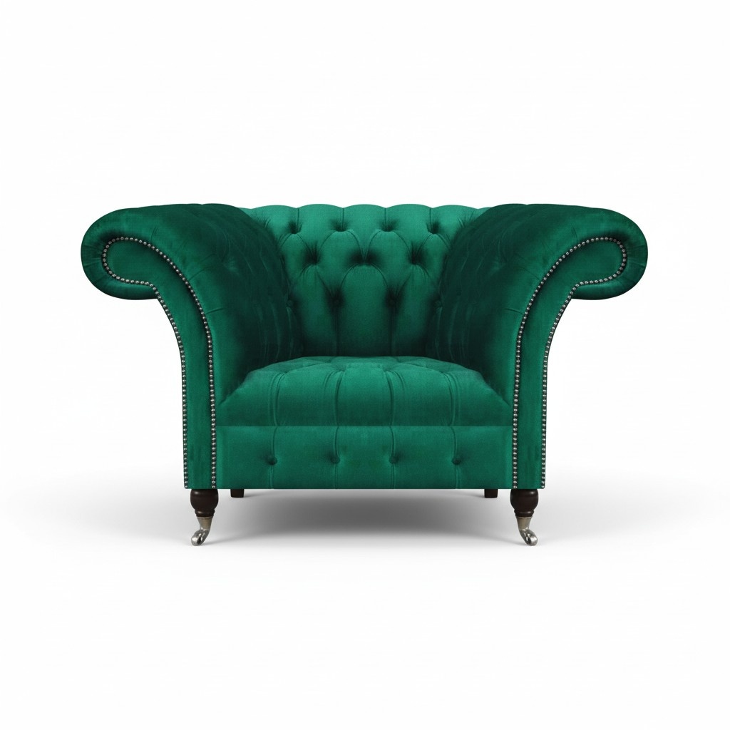 Luxus Einrichtung Sessel Chesterfield Wohnzimmer Textil Möbel Polstermöbel