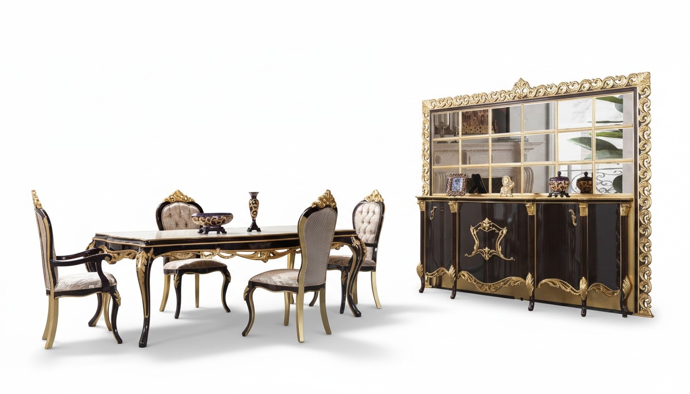 Luxus Essgruppe Esszimmer Esstisch Stühle Holz 10tlg Braun Sideboard