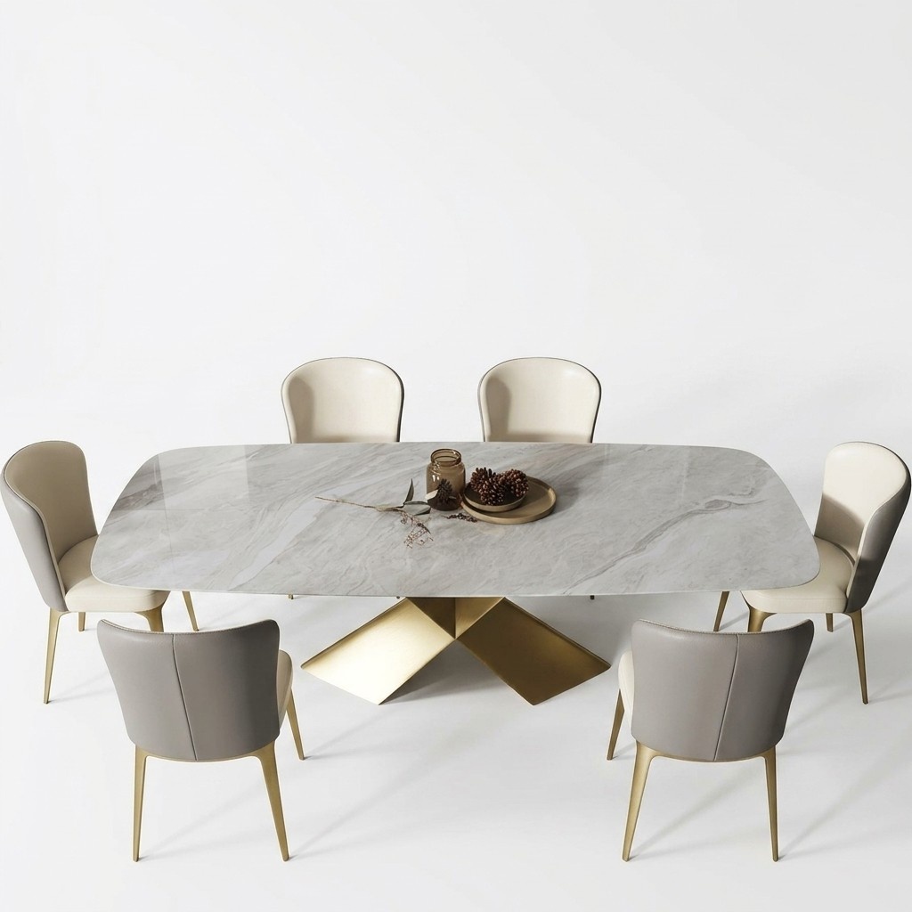Luxus Esstische Tische Design Tisch Edelstahl Stein Möbel Esszimmer Modern Säule