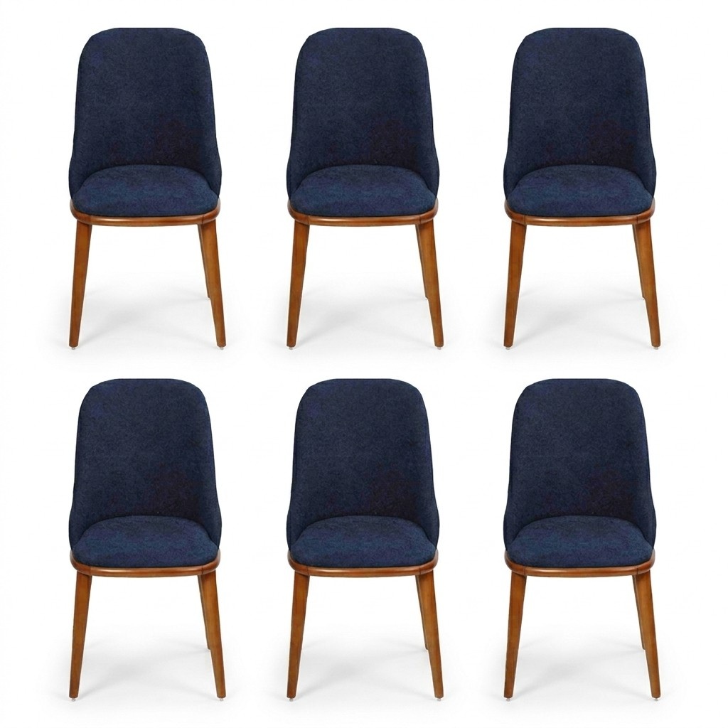 Luxus Esszimmer Blau 6x Stühle Holz Möbel Stühle Stilvoll Design Einrichtung