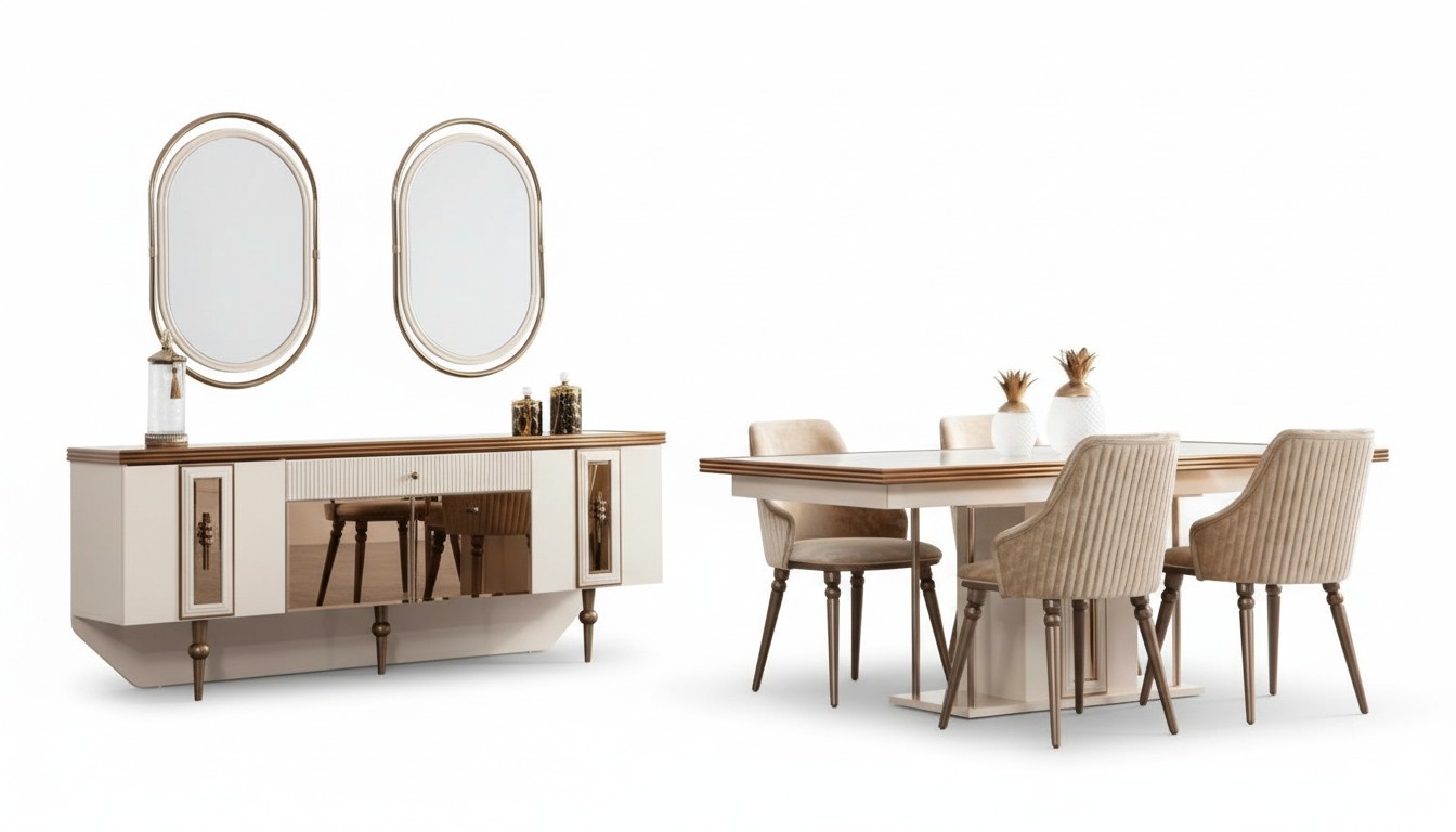 Luxus Esszimmer Set Kommode Sideboard Tisch 4x Stuhl Garnitur 8tlg