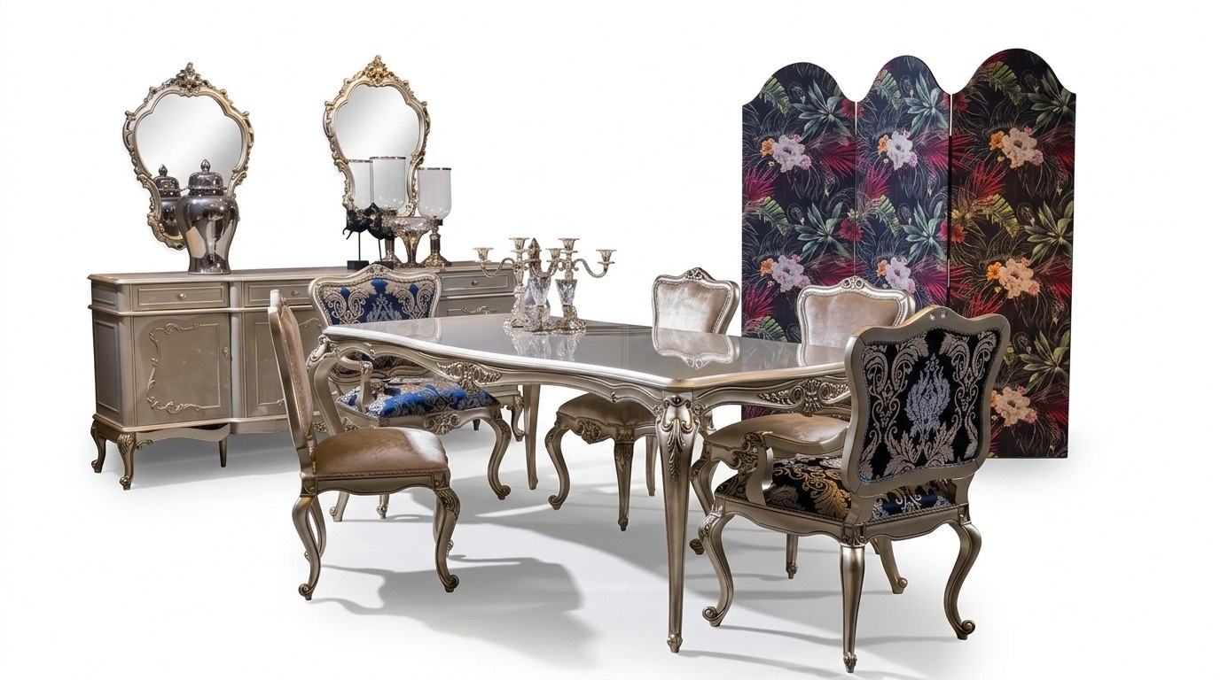 Esszimmer Set Tisch + 6x Lehnstühle Stuhl Essgruppe Essgarnitur 7tlg.