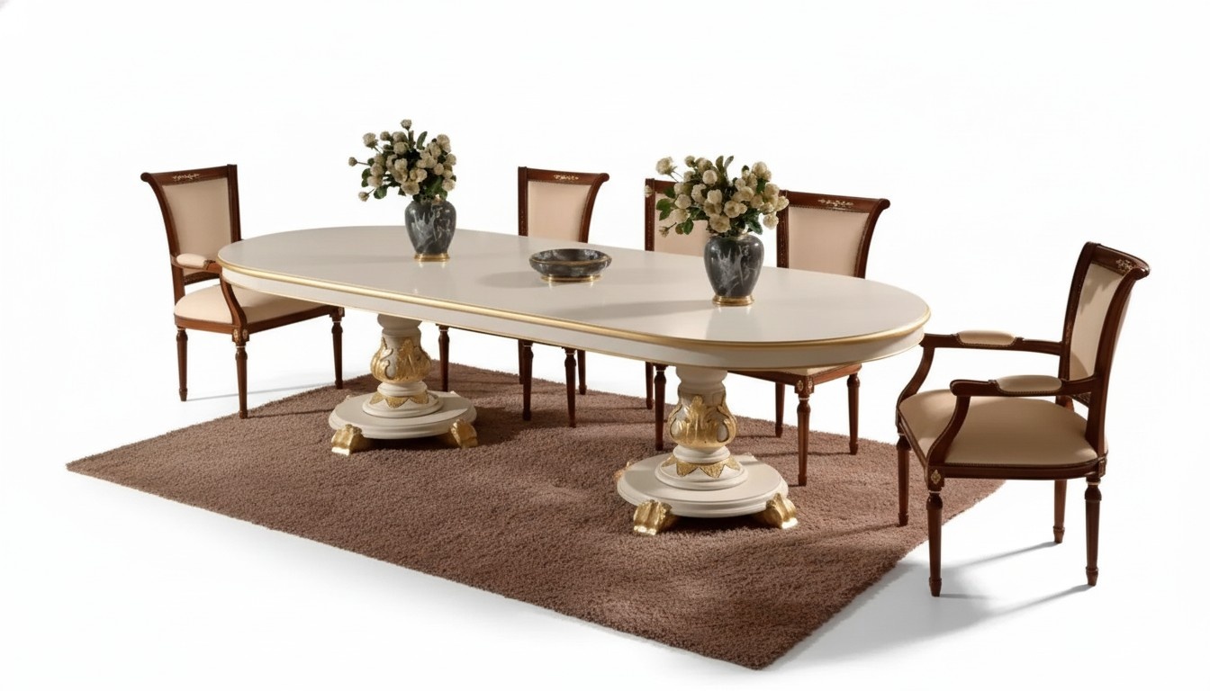 Luxus Esszimmer Tisch Oval Weiß Esstische Holz Italienische Möbel Art déco Neu