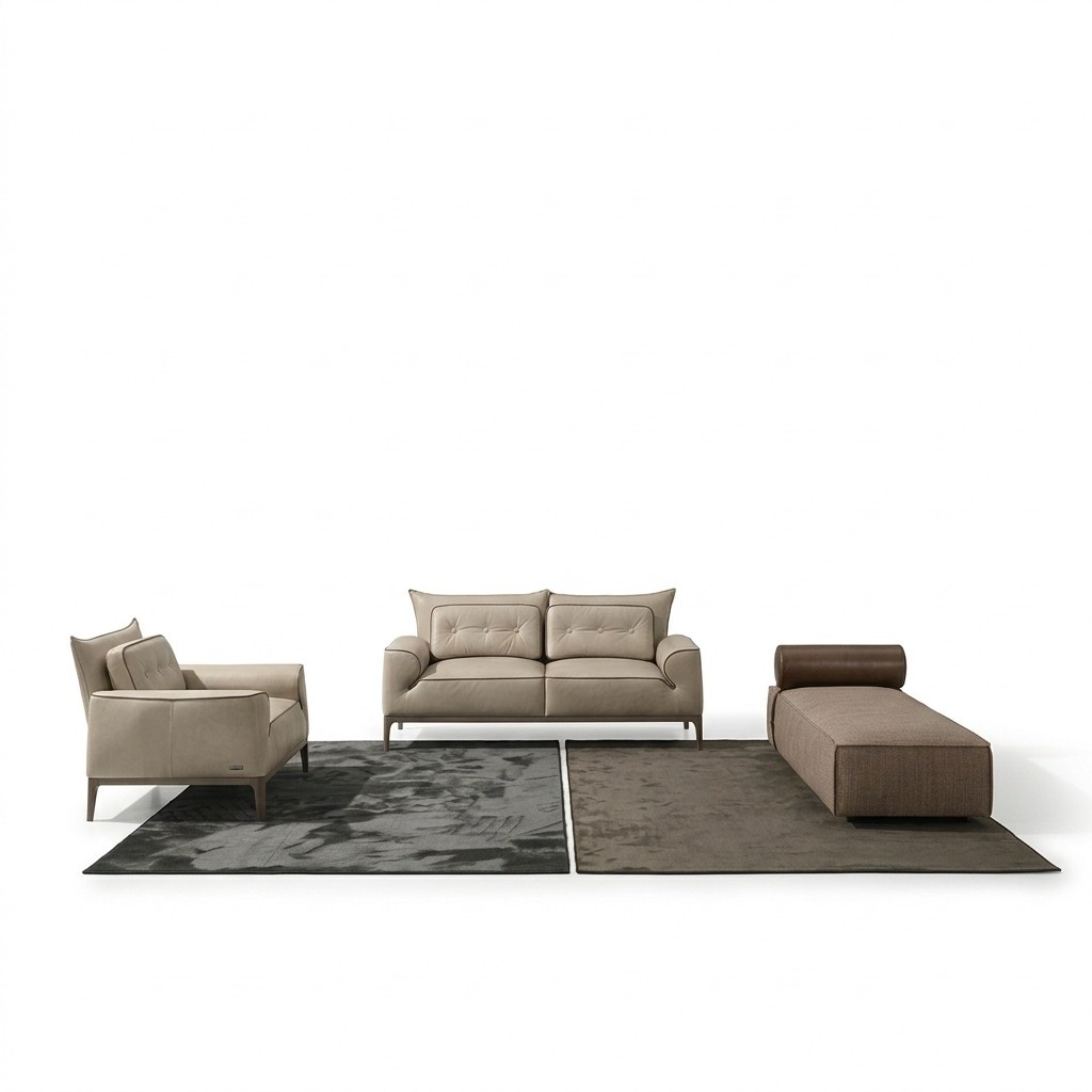 Luxus Garnitur Sofagarnitur 2+1 Sitz Sofa Sofas Sessel Leder 2tlg. PRIANERA
