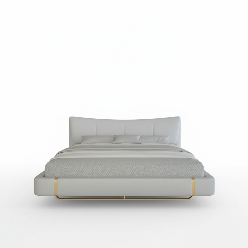 Luxus Graues Bett mit Gold Akzenten Modernes Design und Komfortables Kopfteil