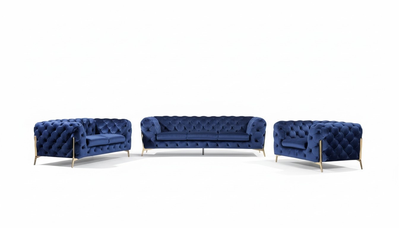 Luxus Hochwertige Sofa Couch Polster Sitz 3+2+1 Garnitur Chesterfield