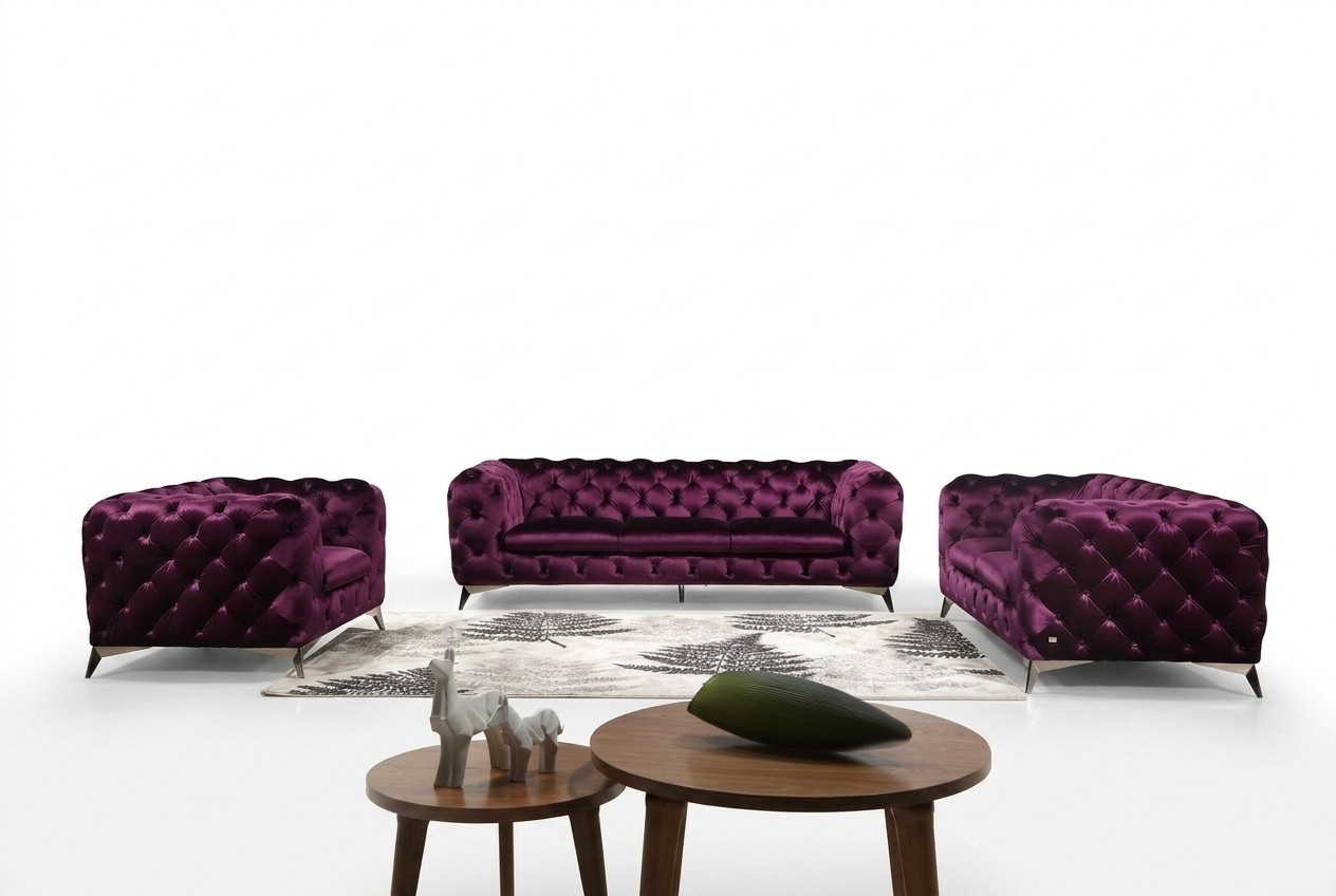 Luxus Hochwertige Sofa Couch Polster Sitz 3+2 Garnitur Chesterfield Garnituren