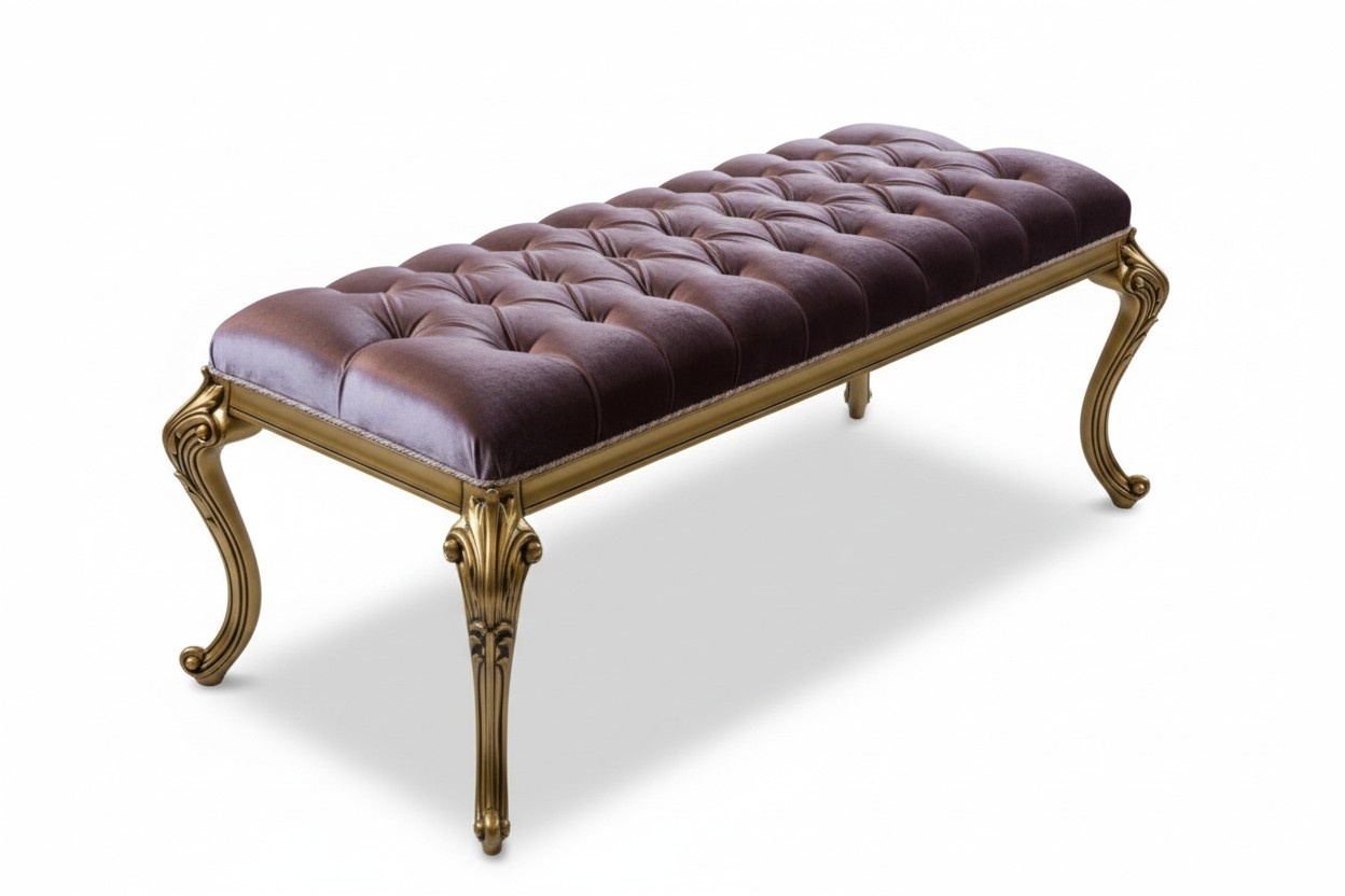 Luxus Hocker Designer Chesterfield Samt Beistellhocker Polster Bank
