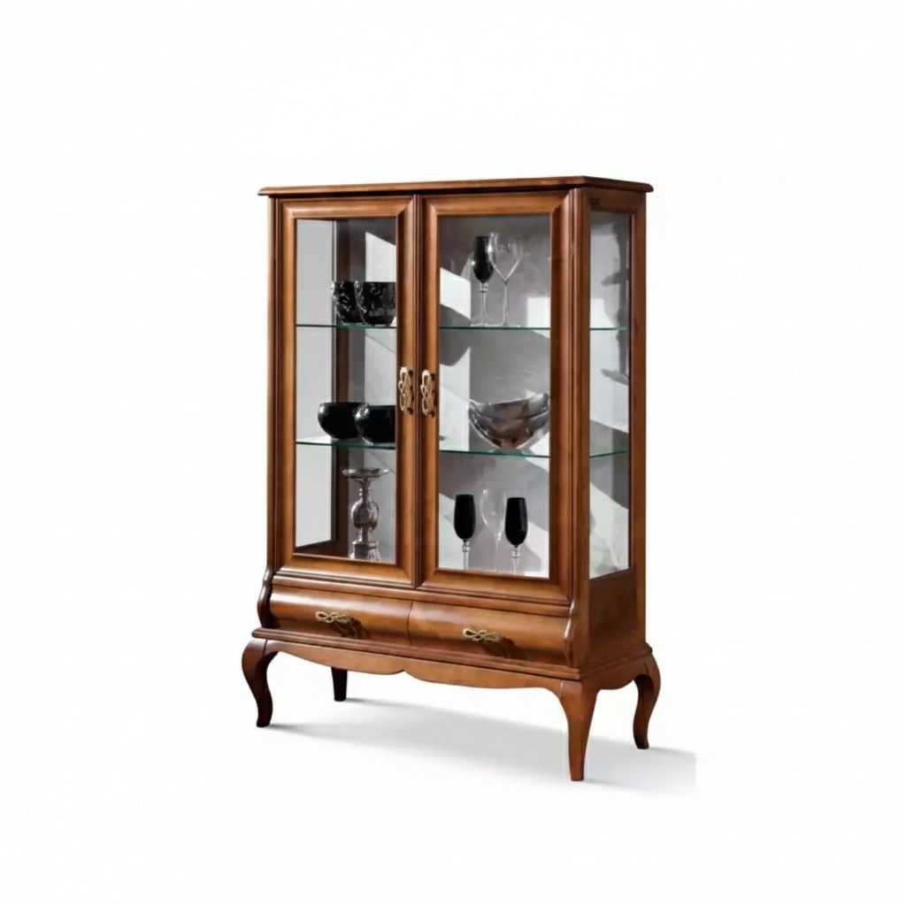 Luxus Holz Vitrine Anrichte Design Braun Italienische Möbel Schrank Neu