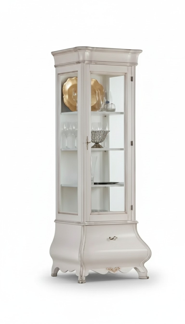 Luxus Holzschrank Design Vitrine weiß Italienisch Möbel Schrank Vitrinen