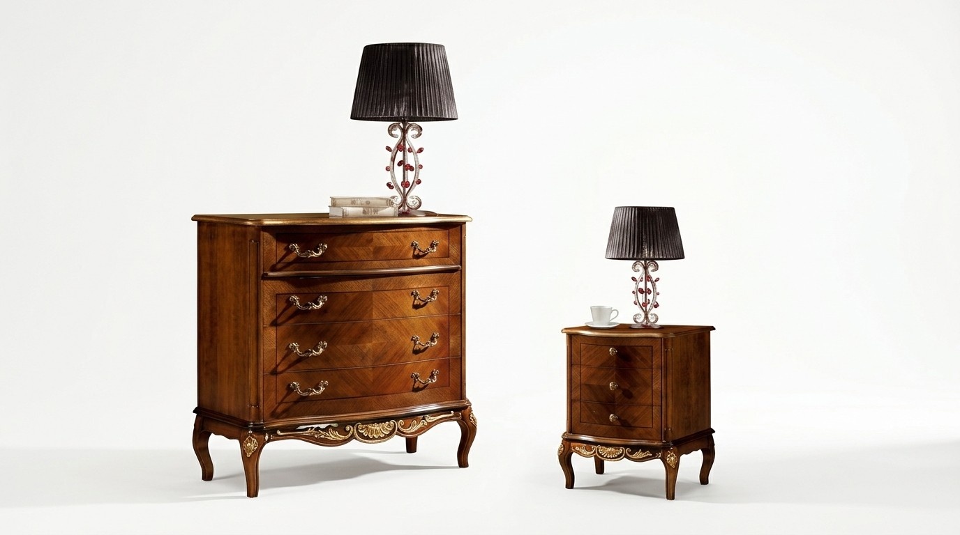 Luxus Italienische Möbel Groß Kommode Schrank mit 4 Schublade Holz Braun Neu