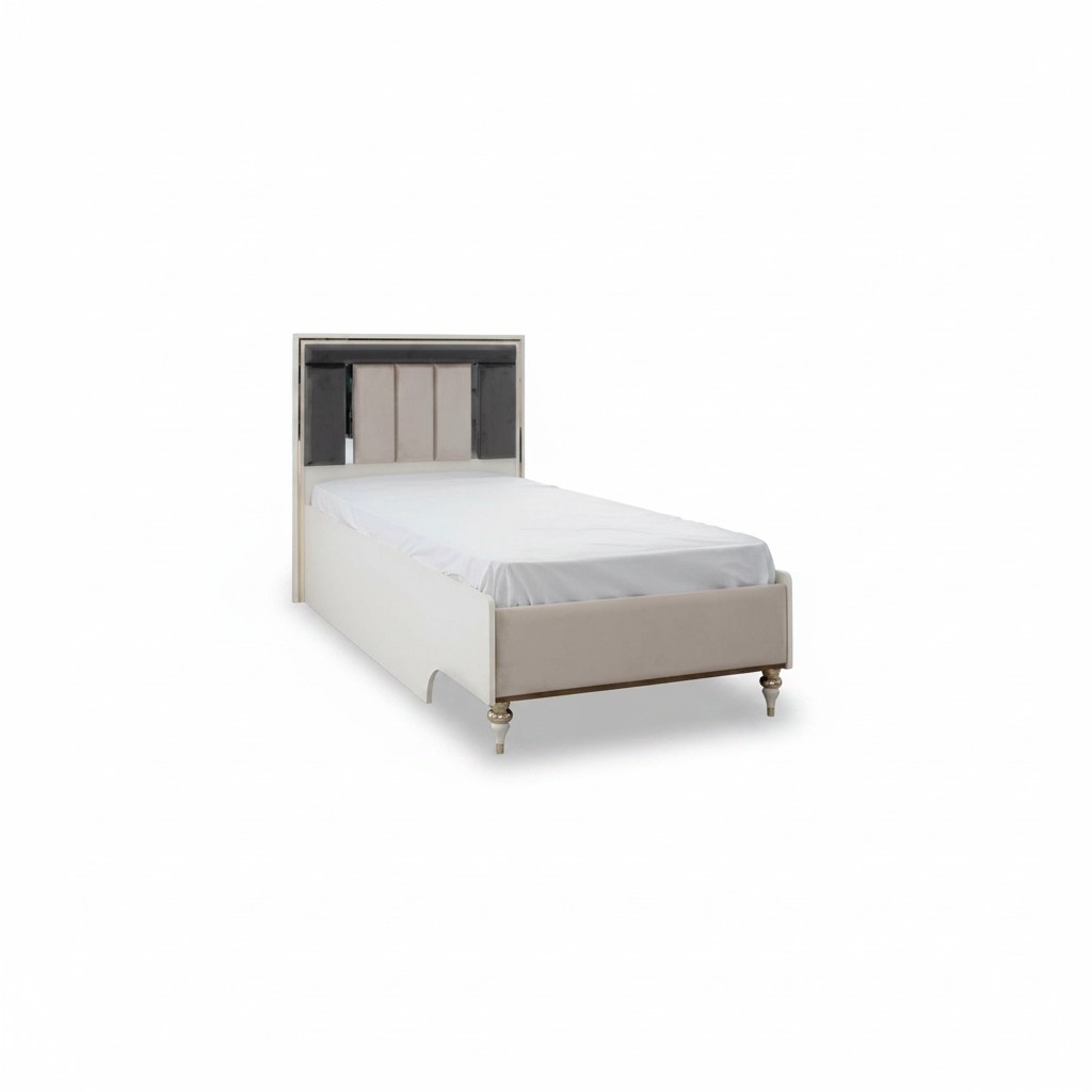 Luxus Kinderbett Bettrahmen Bett Kinderzimmer Bettgestelle Beige Stoff
