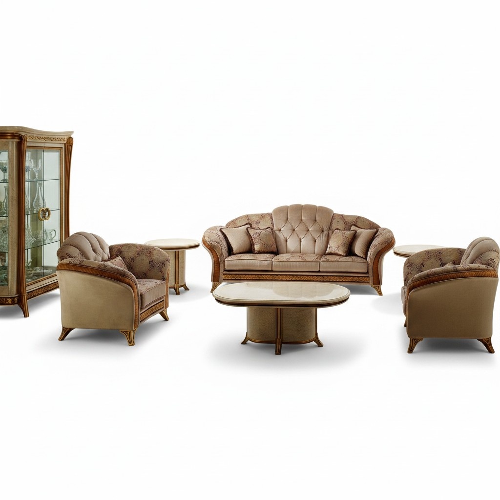 Luxus Klasse 2+1+1 Italienische Möbel Sofagarnitur Couch Sofa Neu