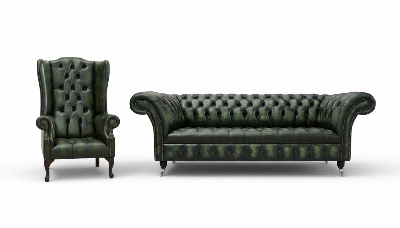 Luxus Klasse 3+1 Italienische Möbel Sofagarnitur Couch Sofa Neu Chesterfield