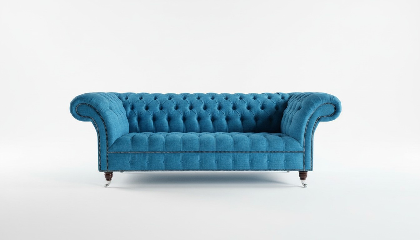 Luxus Klasse Chesterfield 3 Sitzer Couch Polster Textil Couchen Stoff Sofa