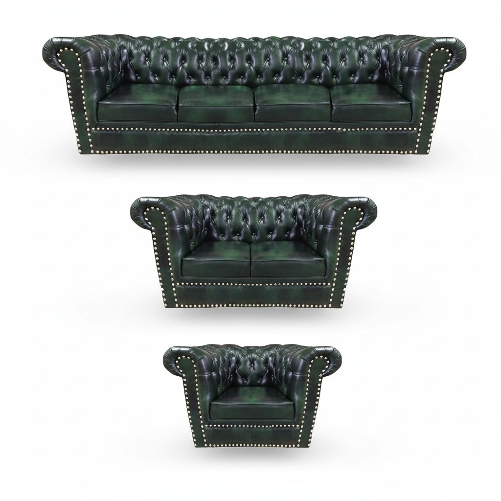 Luxus Ledersofa Komplett Sofagarnitur 3tlg Chesterfield Wohnzimmer Sessel 4+2+1