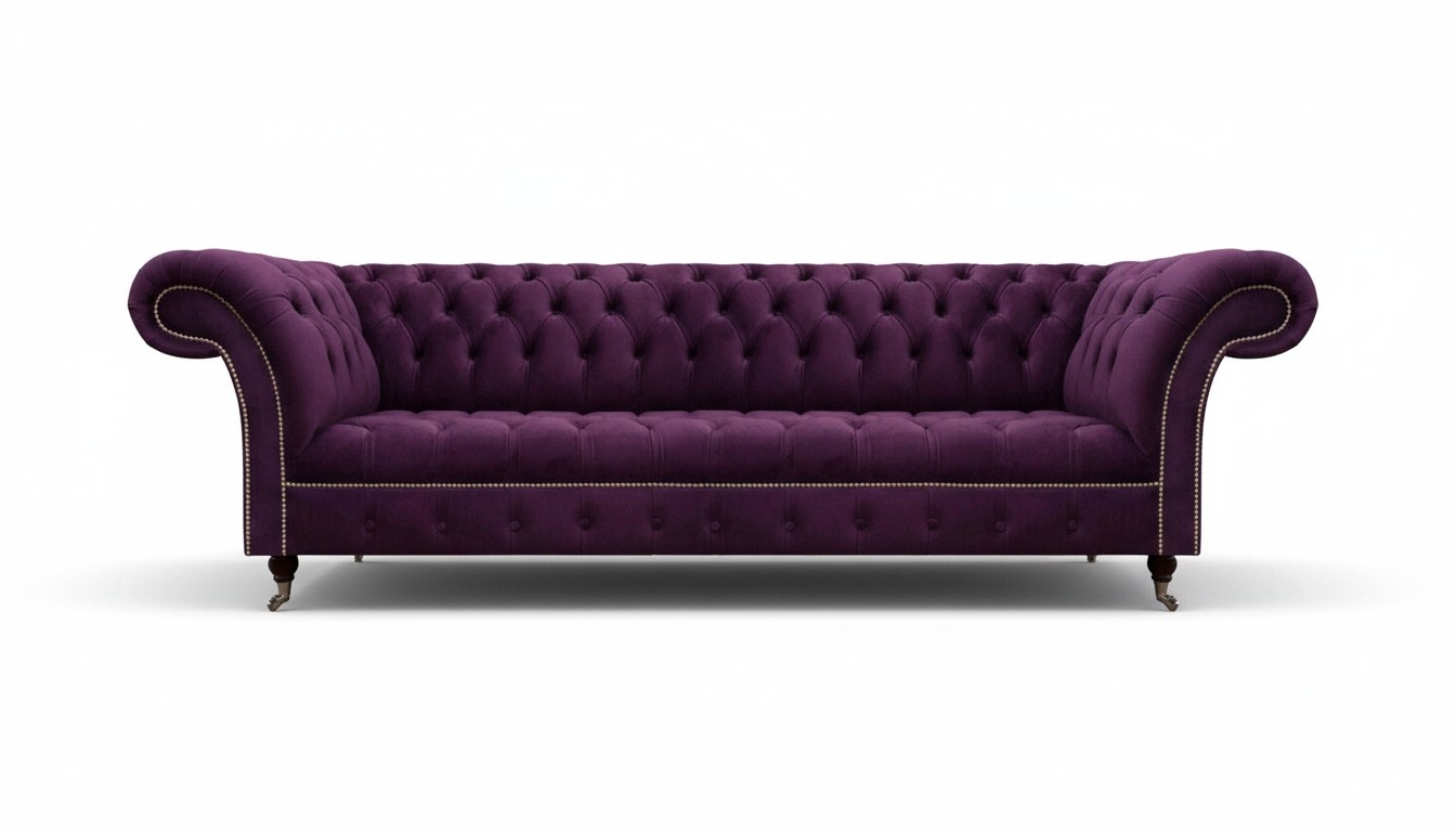 Luxus Lila Sofa 4 Sitzer Big Polstermöbel Textilsofa Chesterfield Möbel