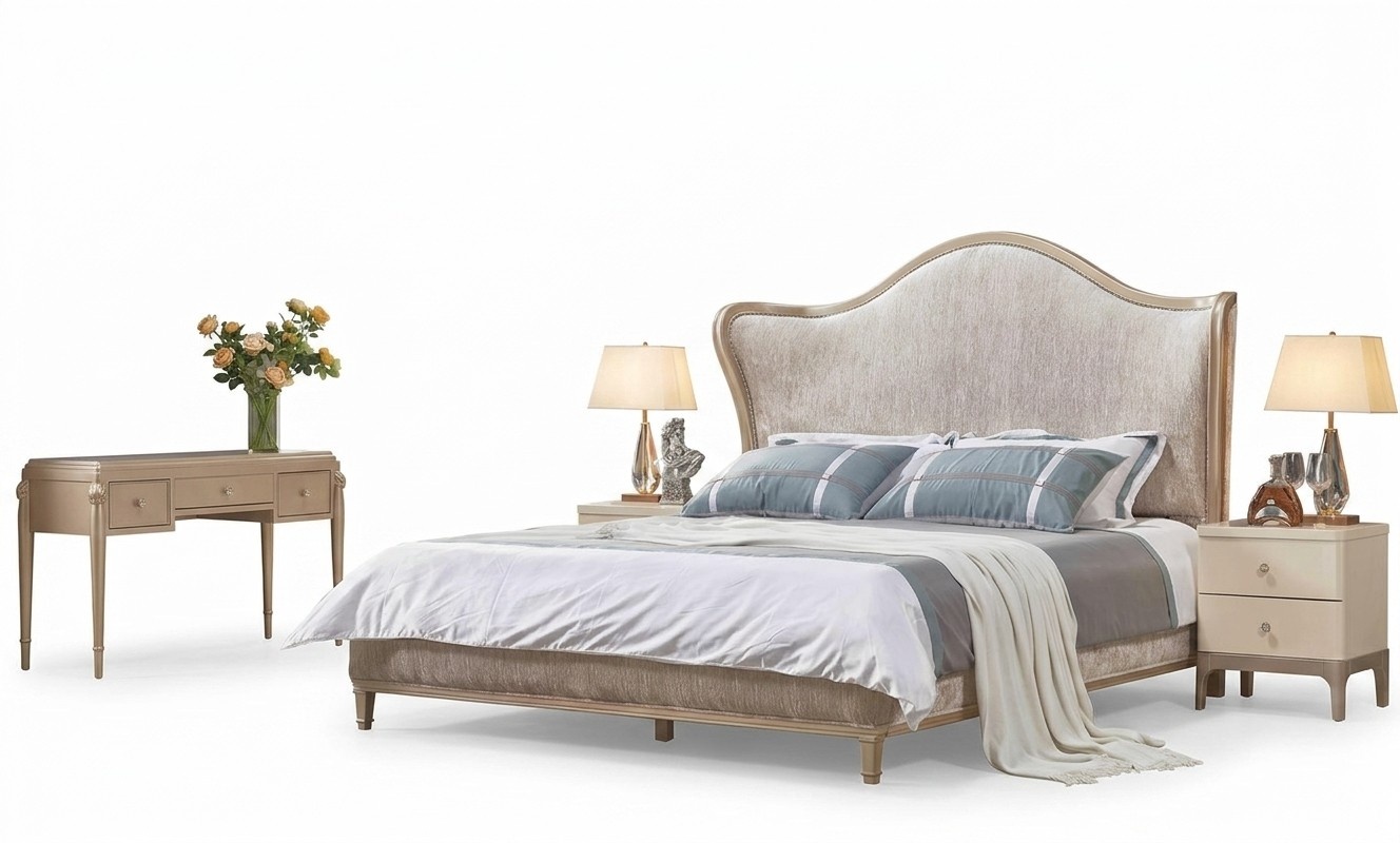 Luxus Modern Bett 2x Nachttische Betten Holz Bettgestell Schlafzimmer