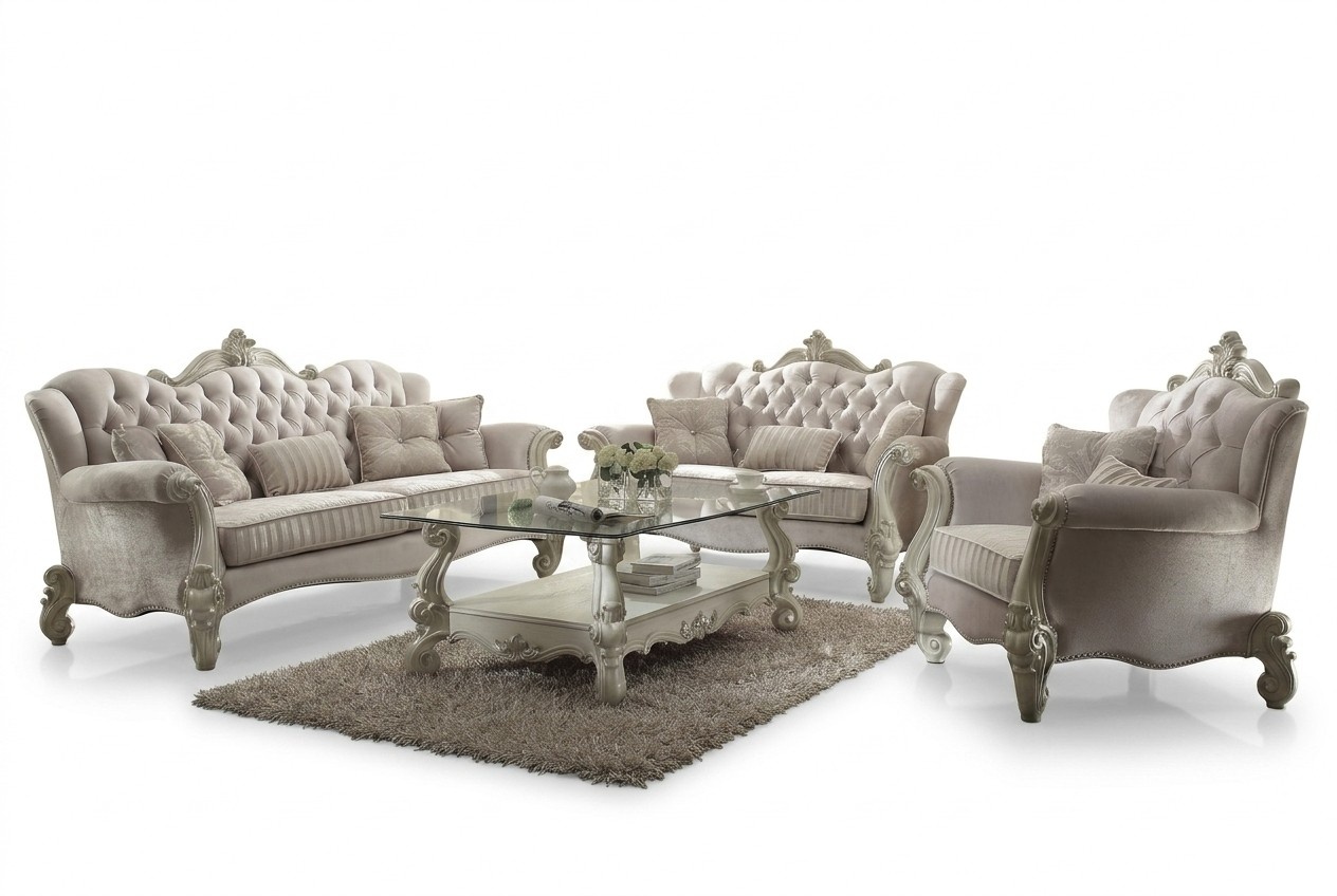 Luxus Möbel Sofagarnitur Couch Sofa Polster 3+2+1 Sitzer + Couchtisch Holz neu