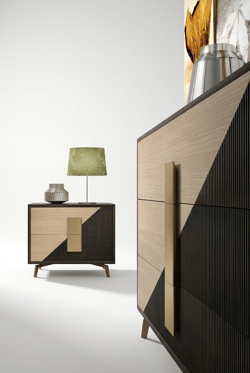Luxus Nachttisch Konsolen Beistelltisch Holz Möbel Schlafzimmer Braun Metall Neu