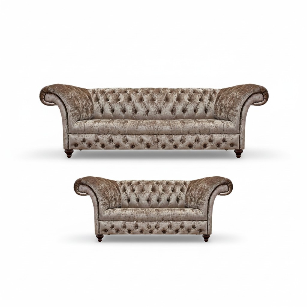 Luxus Neu Kompett 2x Sofas Design Möbel Einrichtung Chesterfield Wohnzimmer