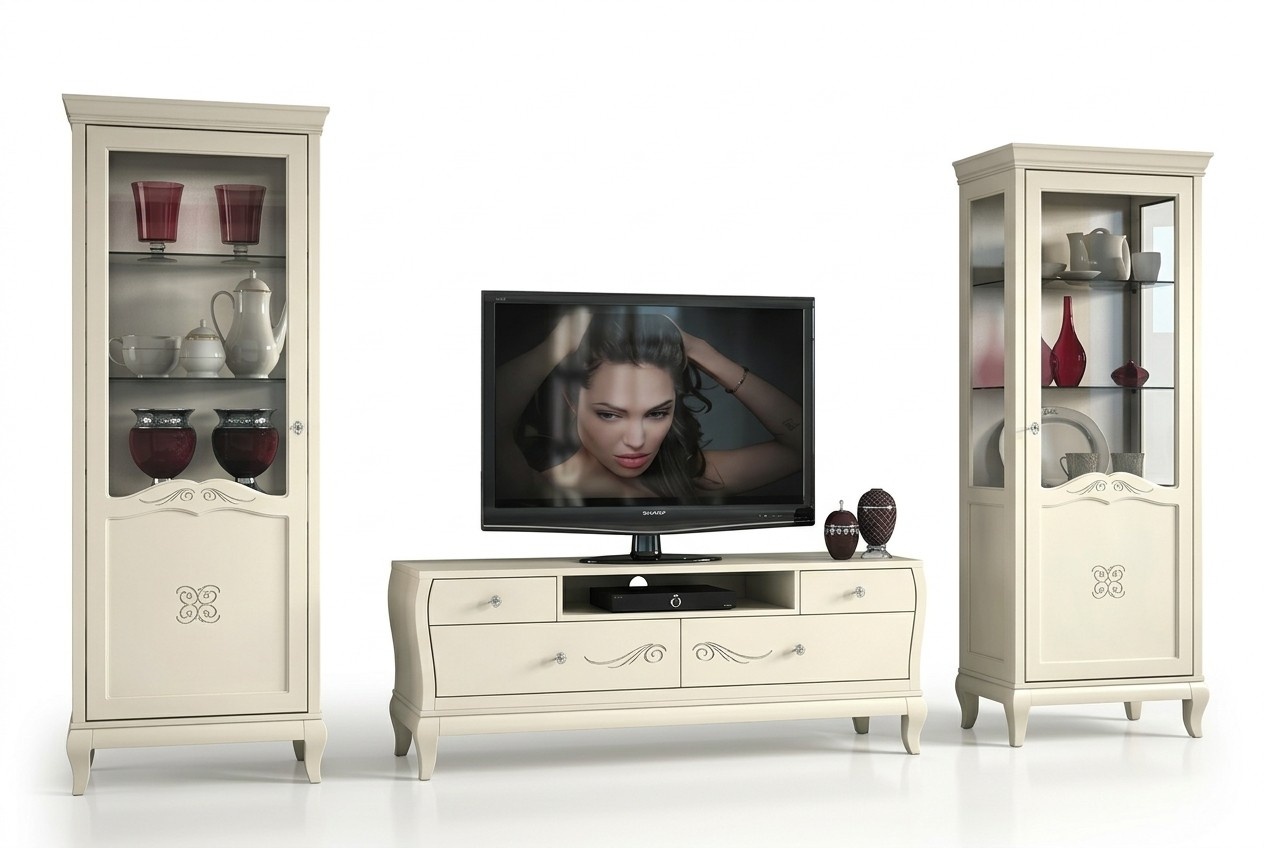 Luxus rtv Set Wohnzimmer Vitrine tv Modern Holz Möbel Schrank Stil Schränke 3tlg