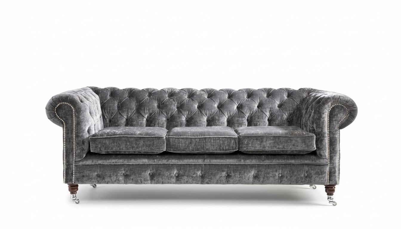 Luxus Samt Chesterfield Sofa Couch Polster Sitz Couchen Sofas 3Sitzer