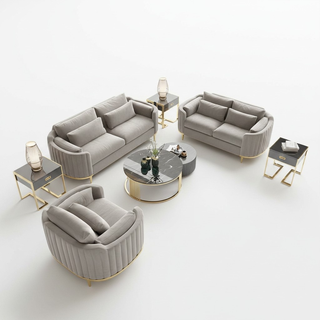 Luxus samt Sofa Couch Polster Sitz Garnitur 3+2 Komplett Set Designer