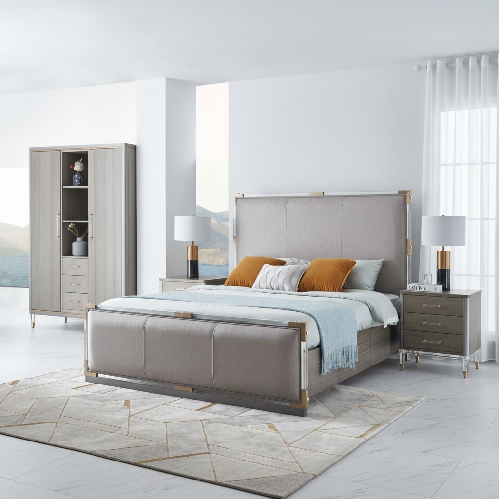 Luxus Schlafzimmer Bett Doppel Betten Holz 180x200cm Dubai Hotel Einrichtung neu