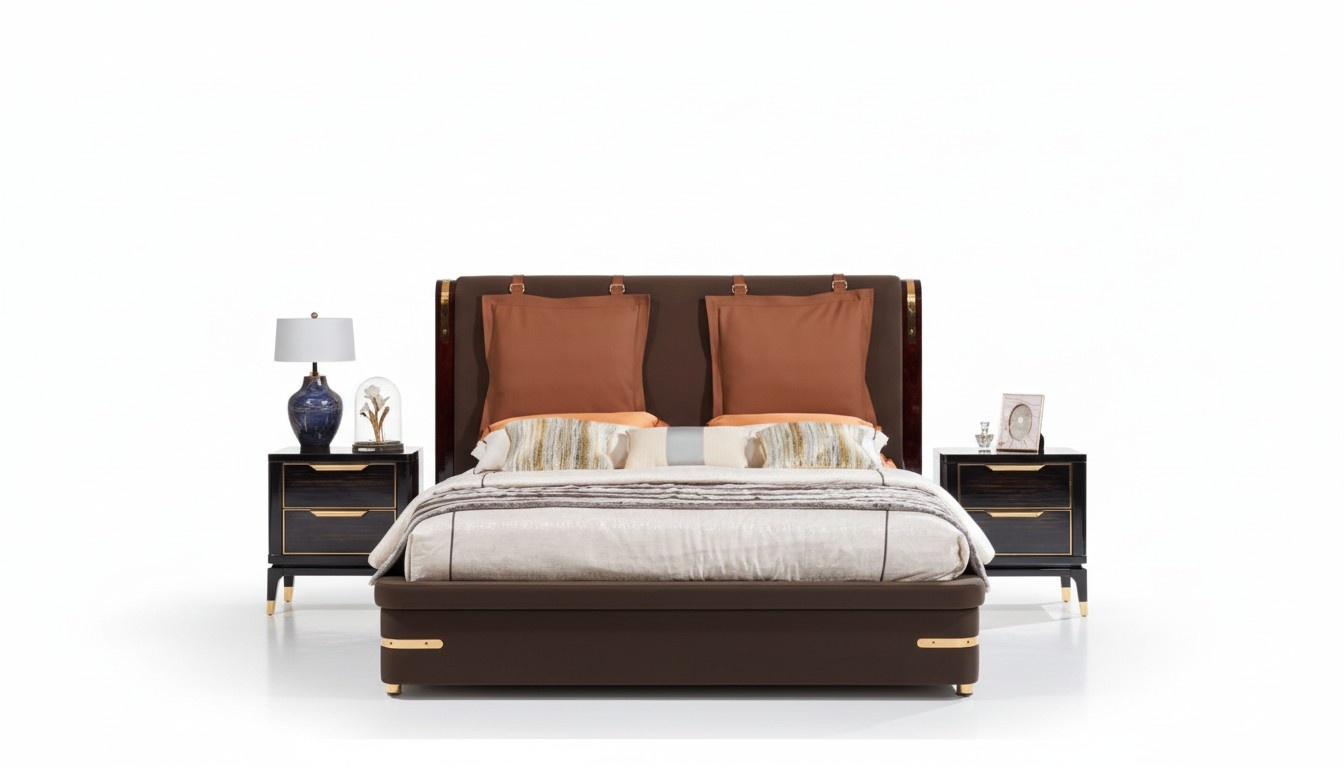 Luxus Schlafzimmer Möbel 3tlg. Komplett Set Bett 2x Nachttische Modernes Design