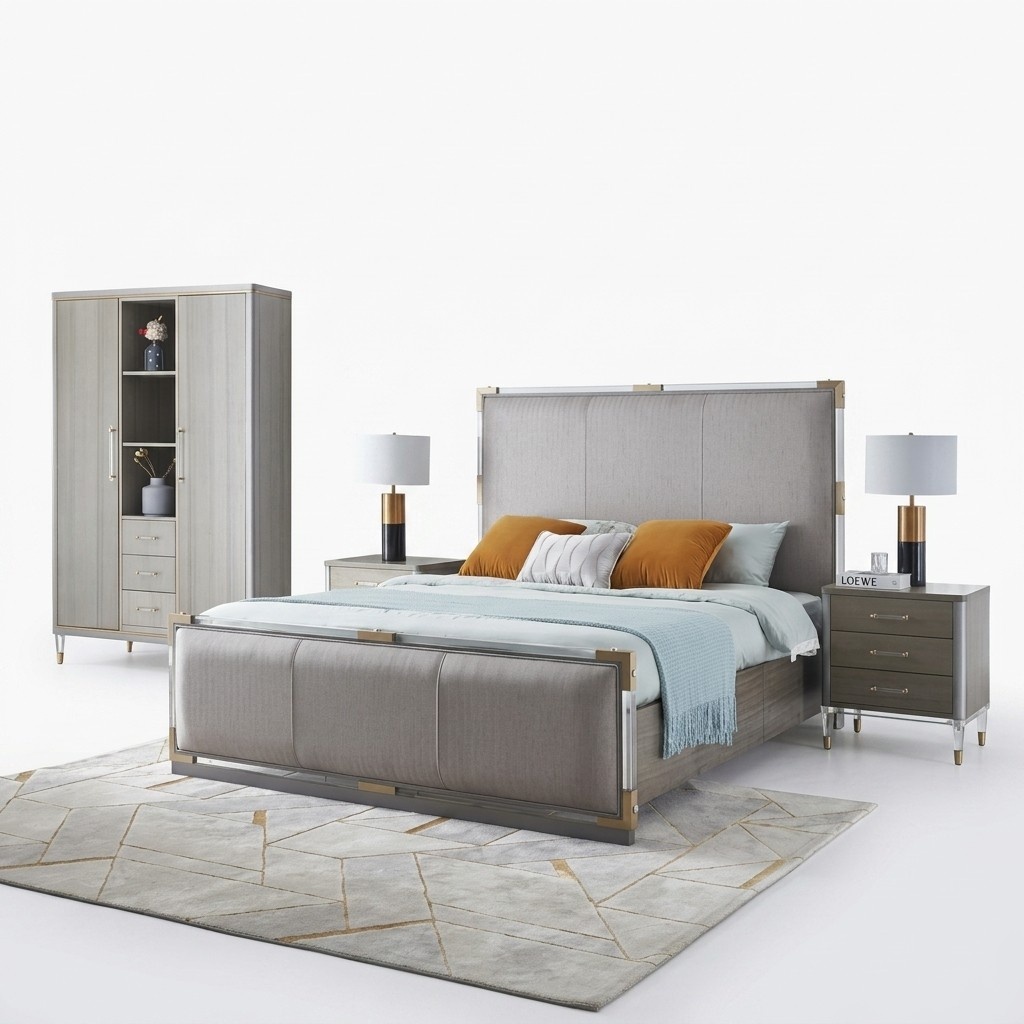Luxus Schlafzimmer Möbel Bett 2x Nachttisch Set Betten dubai hotel möbel 3tlg.
