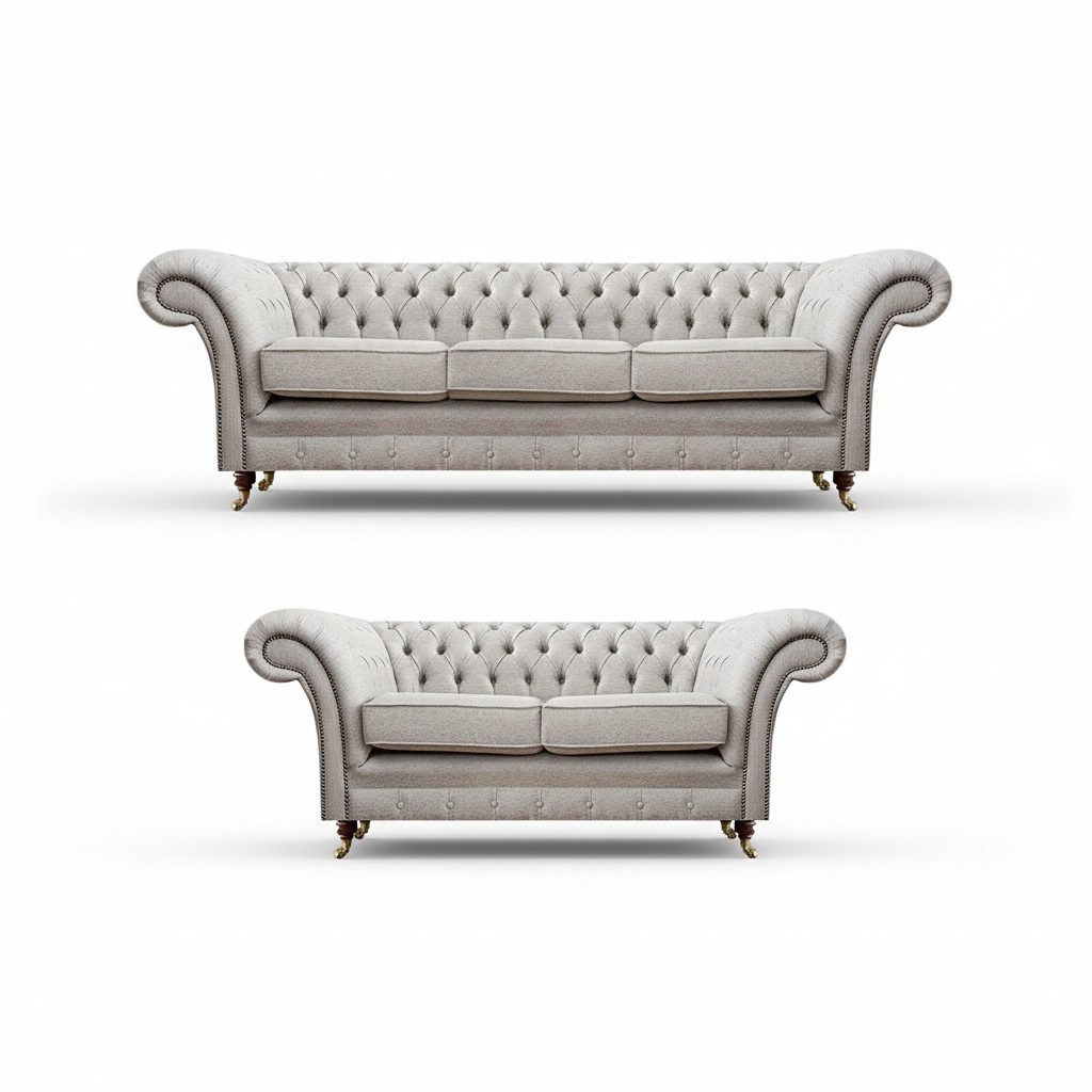 Luxus Set 2tlg Dreisitzer mit Zweisitzer Sofas Chesterfield Polstermöbel Sitz