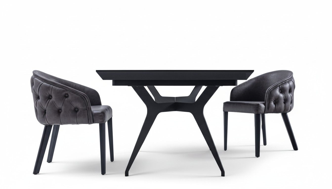 Luxus Set Esstisch 6x Stühle Designer Leder Sitz Modernes Esszimmer