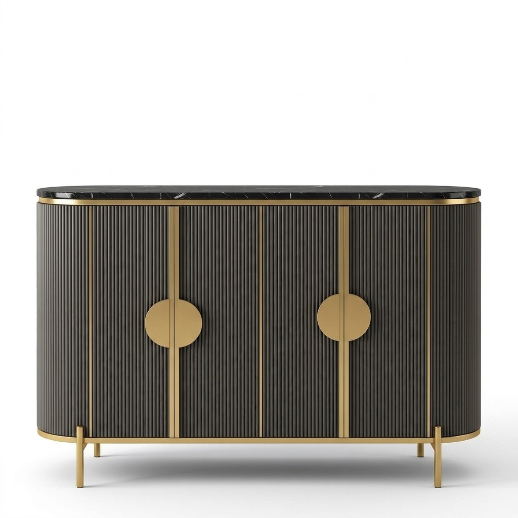 Luxus Sideboard Kommode Wohnzimmer Designer Grau Möbel Modern Neu