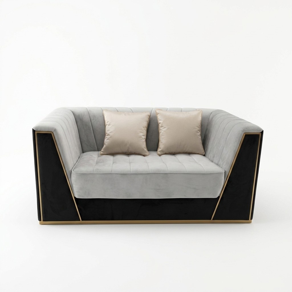 Luxus Sofa 2Sitzer Möbel Design Polster schwarz Textil Samt Sofas Couchen Medusa