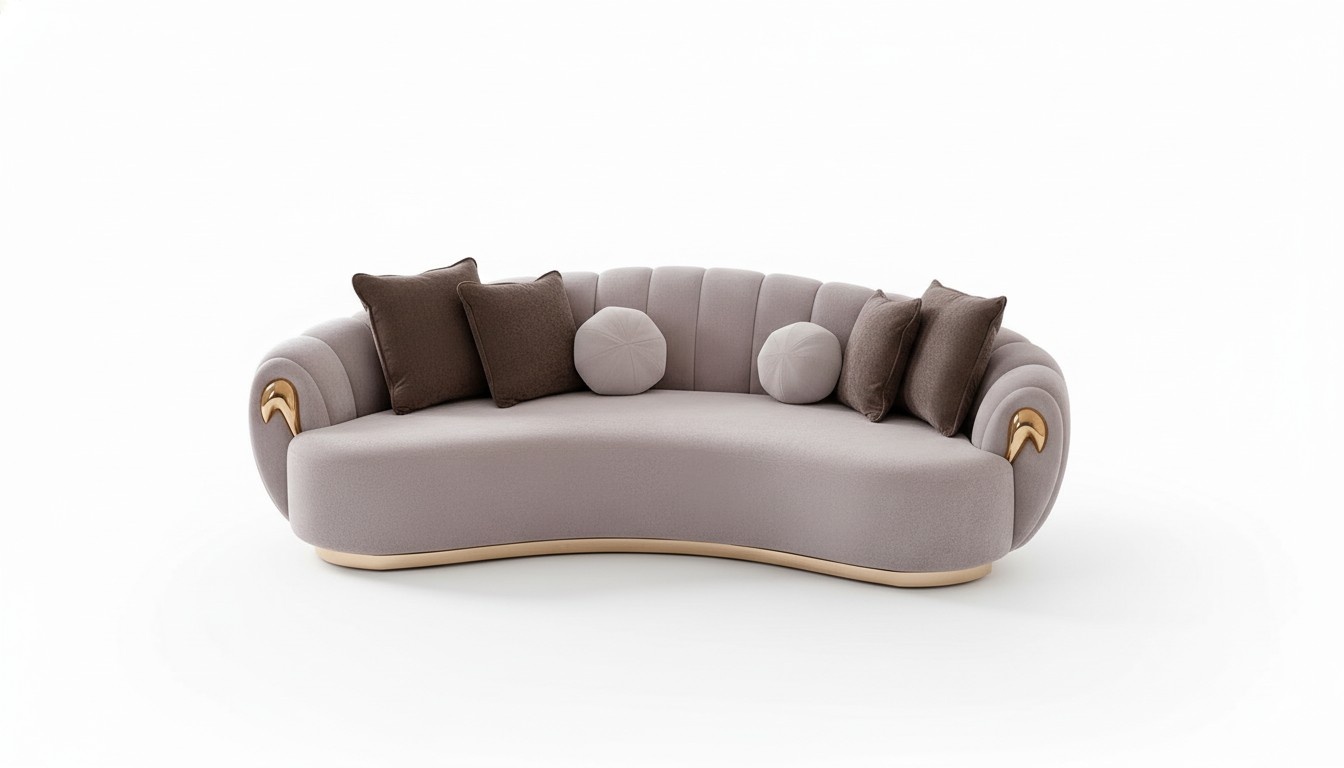 Luxus Sofa Big Couch Runde Couchen xxl Sofas Sitzmöbel Stoff 263cm Grau
