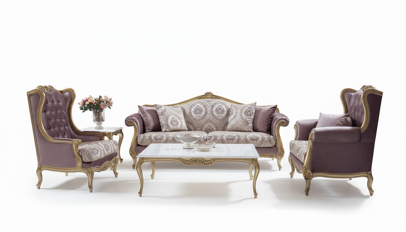 Luxus Sofagarnitur Couchtisch Sofas Sessel Stoff Couch Set 4tlg. Samt