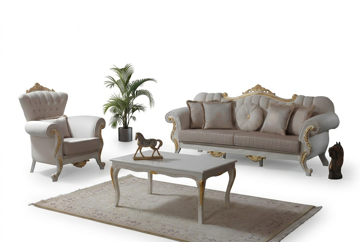 Luxus Sofagarnitur Komplette Couchgarnitur Beige Polstersofa Stoffsofa