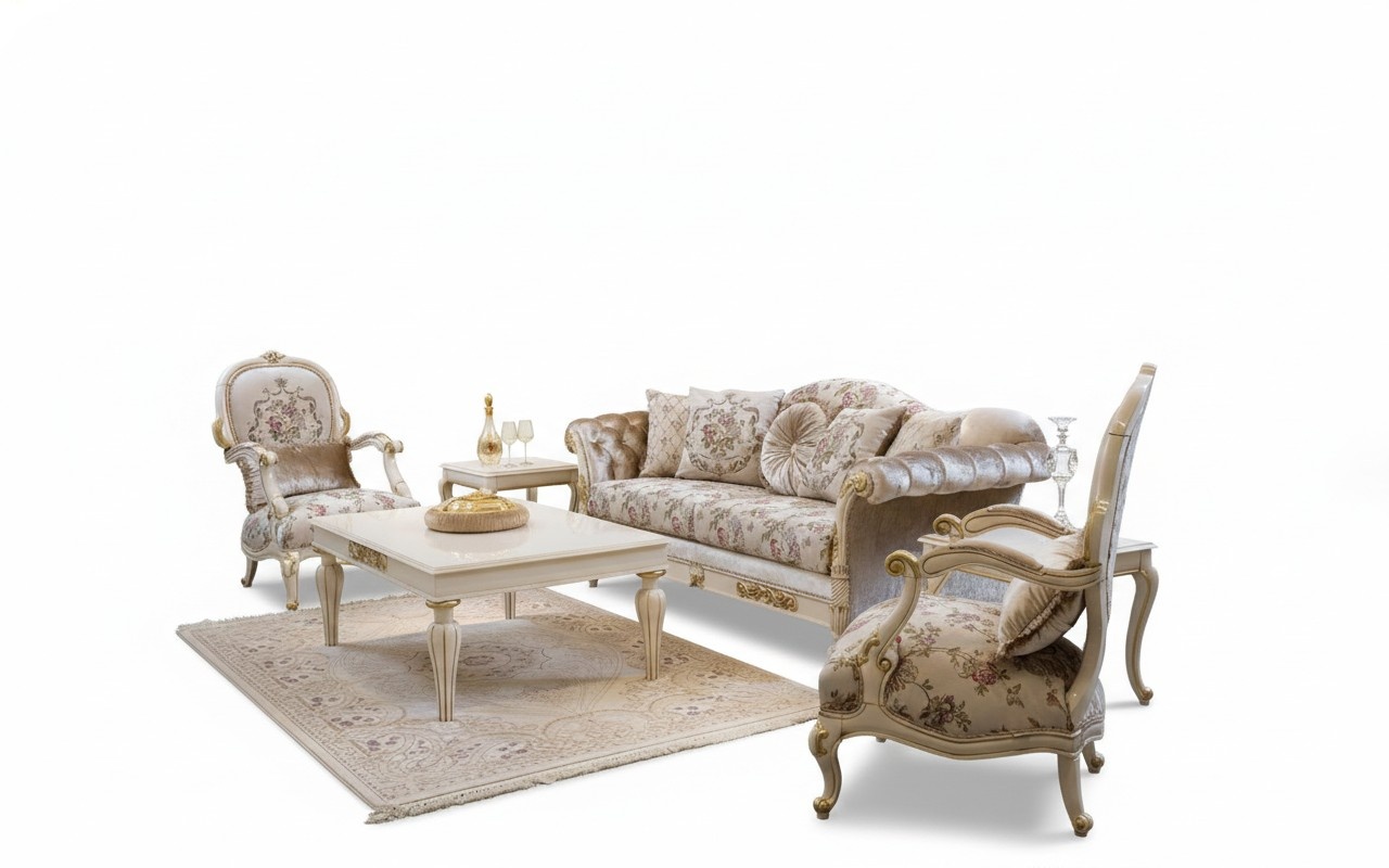 Luxus Sofagarnitur Sitzer Couchtisch Sofa Sofas Sessel Stoff Couch 4tlg.