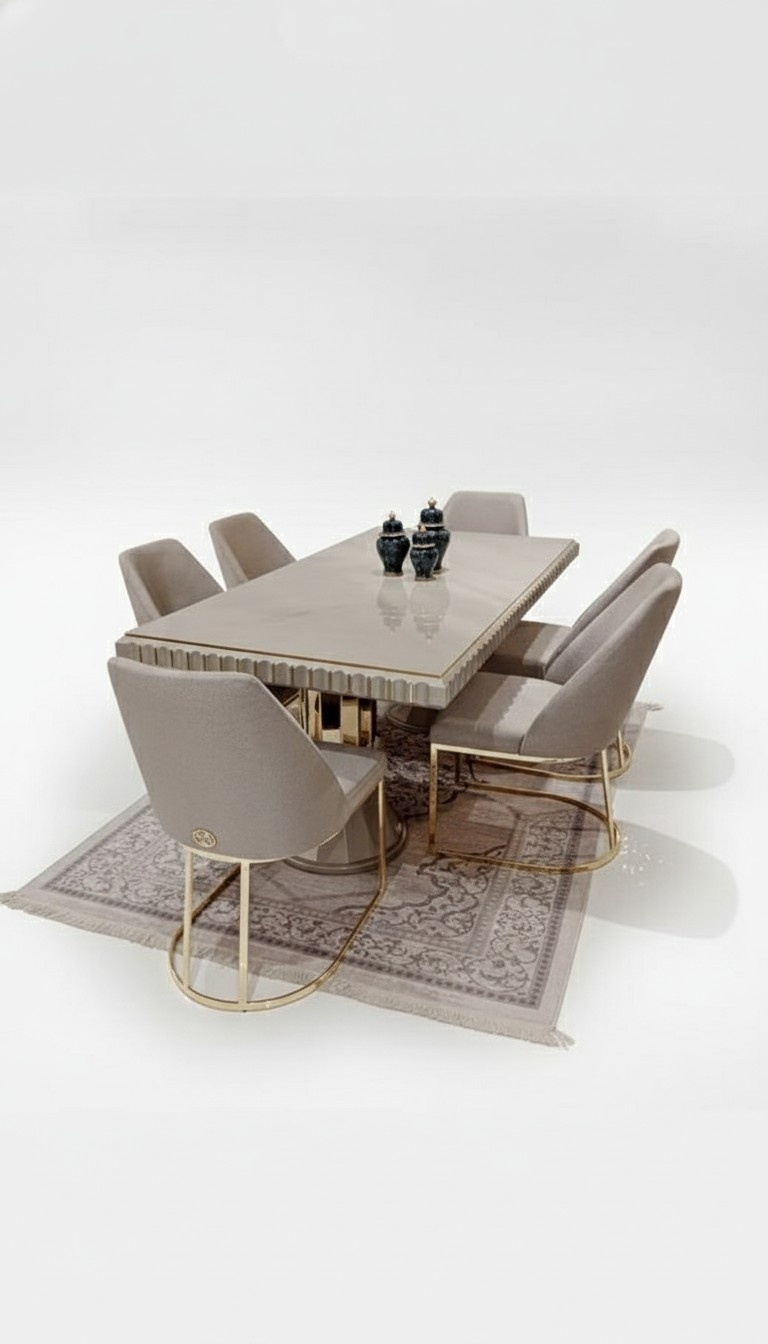 Luxus Tisch Weiß Edelstahl Italienisches Design