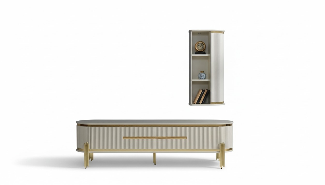 Luxus tv Schrank Fernseh Ständer Kommode Anrichte Sideboard Wohnwand 2tlg Neu