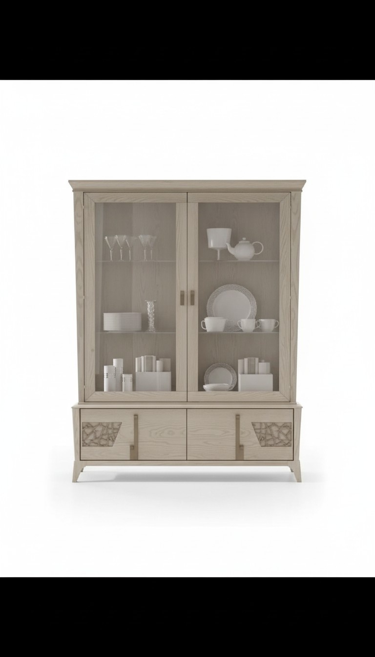 Luxus Vitrine 2 Tür Holz Schrank Wohnzimmer Glas Schränke Design Möbel