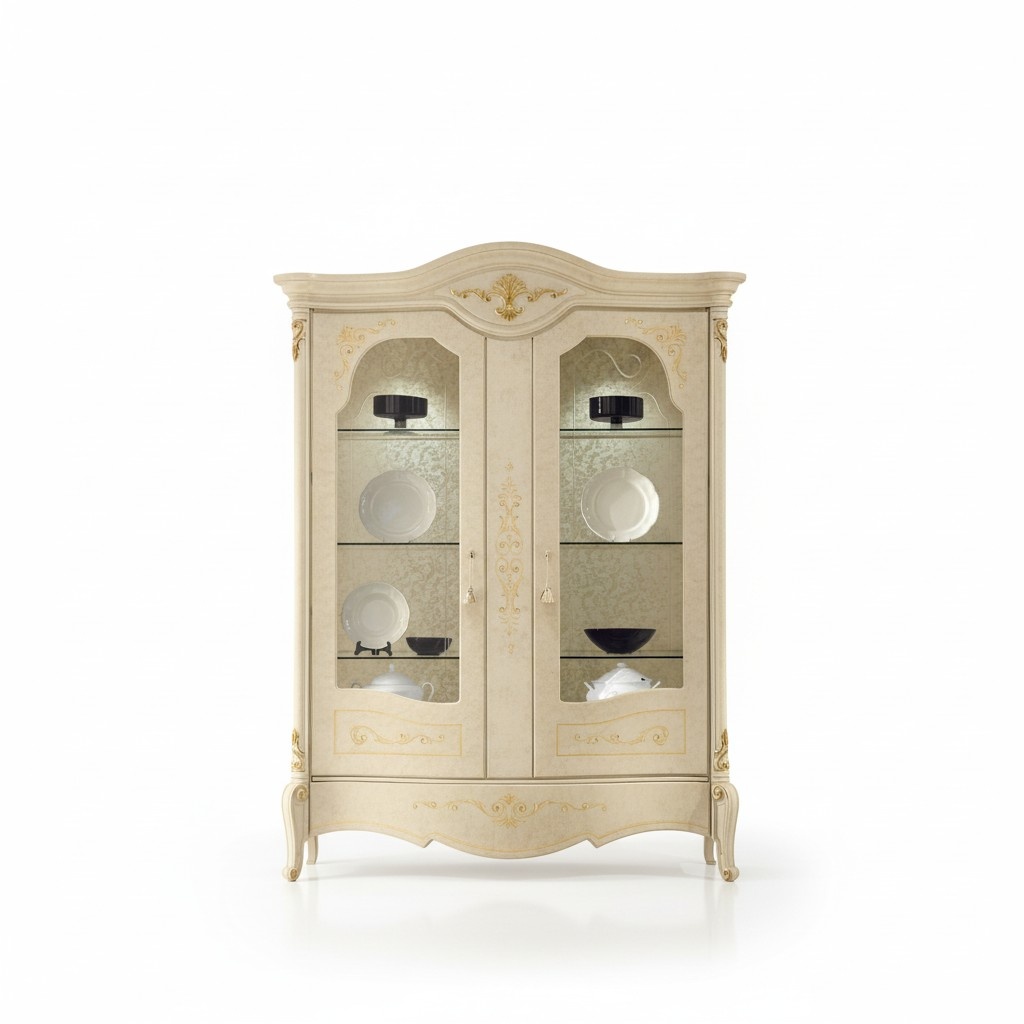 Luxus Vitrine Scchrank Klassische Vitrinen Wohnzimmer Schränke Anrichte Holz Neu