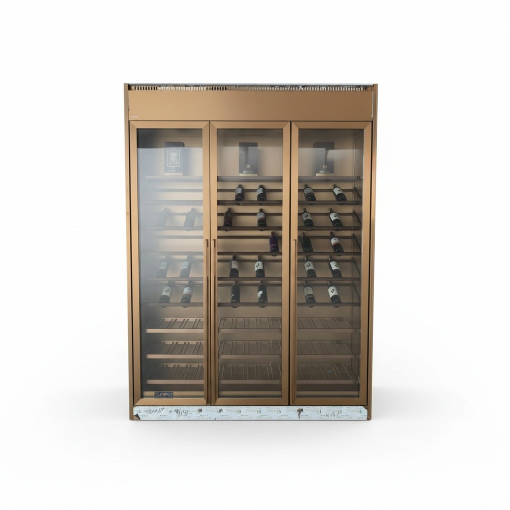 Luxus-Weinschrank aus Gold mit modernem Design und hochwertigem