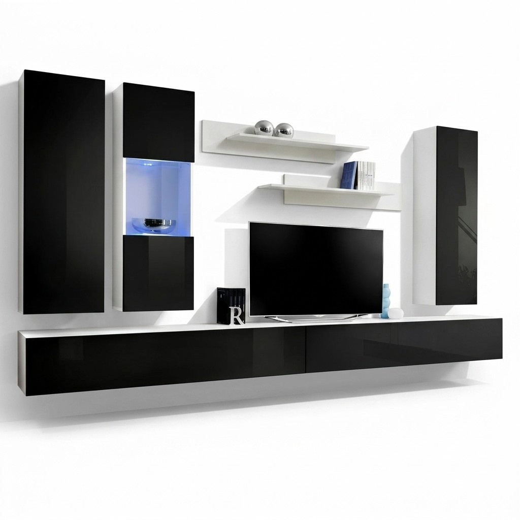 Luxus Wohnwand Komplett Set Wohnzimmer Holzmöbel Designer Wandschrank