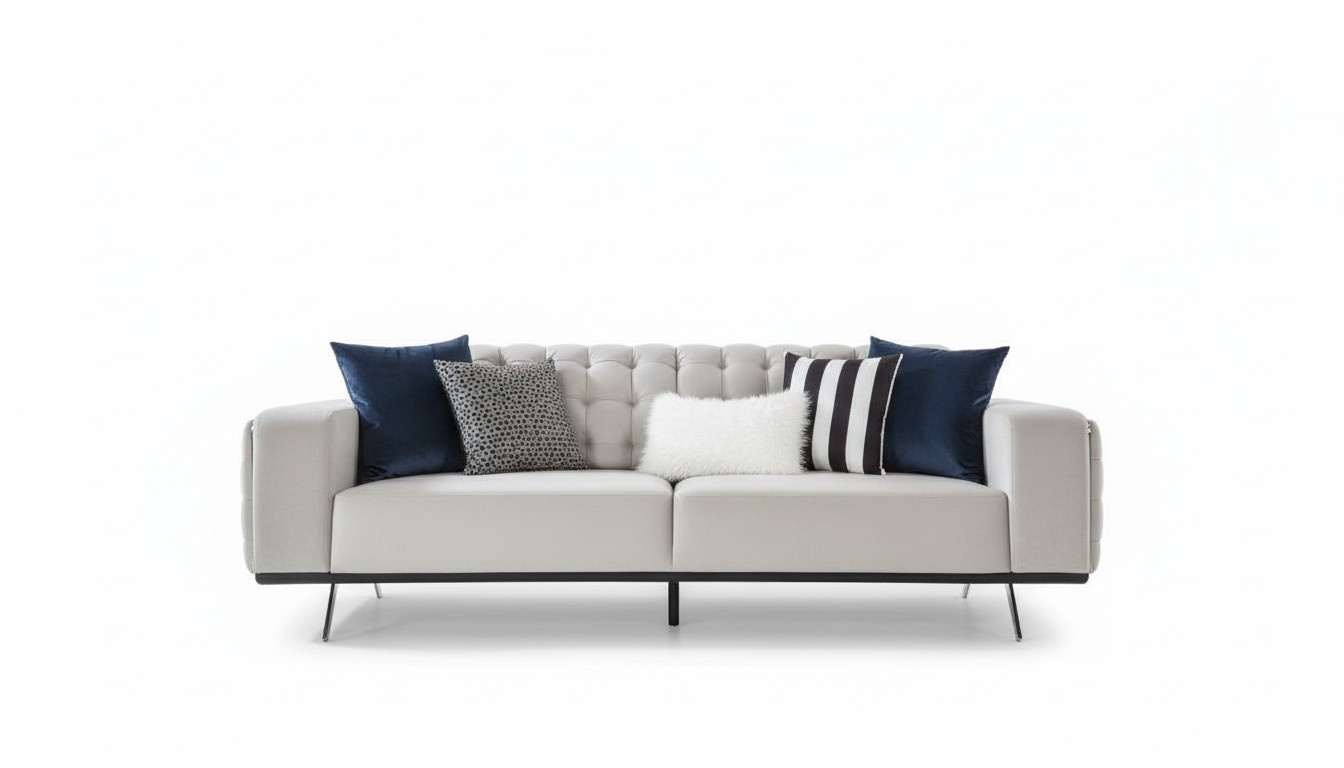 Luxus Wohnzimmer Sofa 2 Sitz Zweisitzer Weiß Couch Chesterfield Couchen Neu