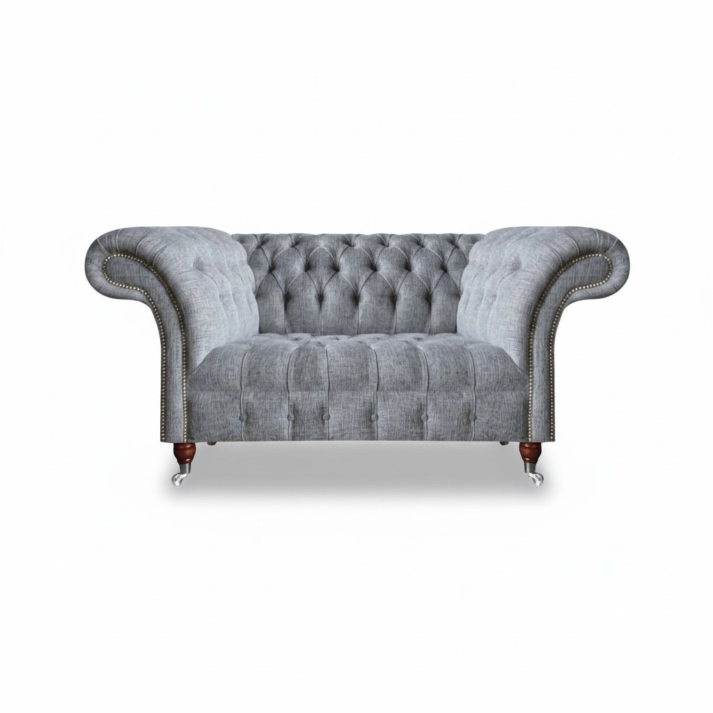 Luxus Zweisitzer Sofa Couch Modern Design Möbel Sofas Neu Grau Chesterfield