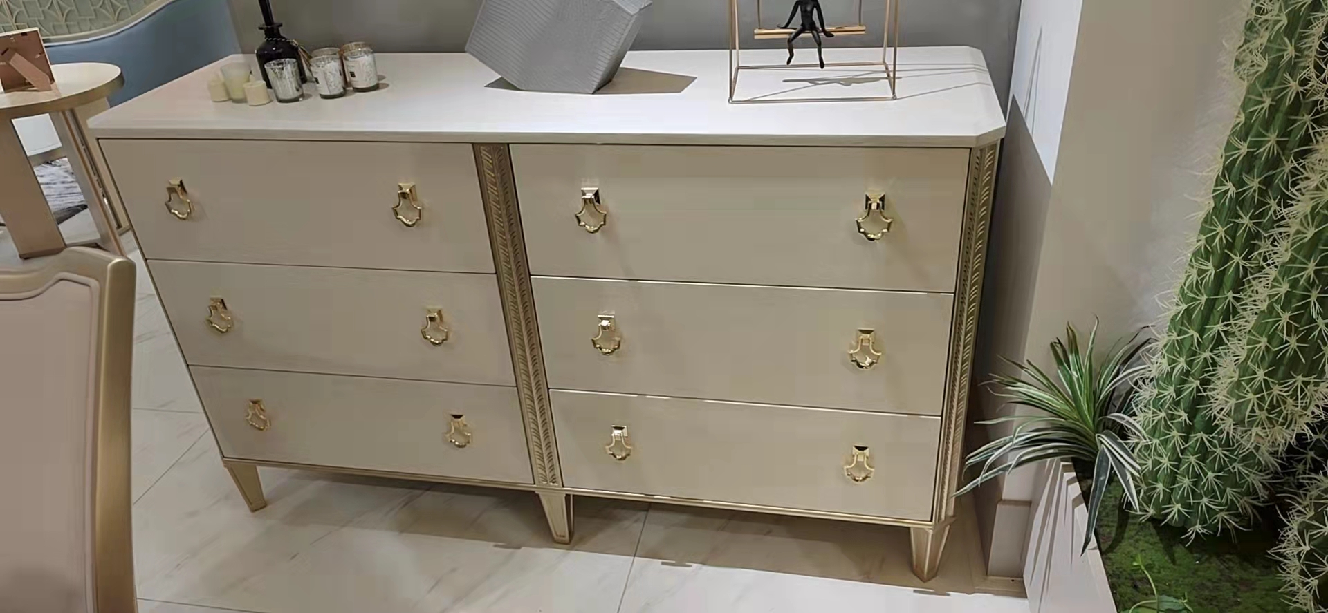 Kommode 160 cm Kommode Schlafzimmer Möbel Holz Beine multifunktionale Modern