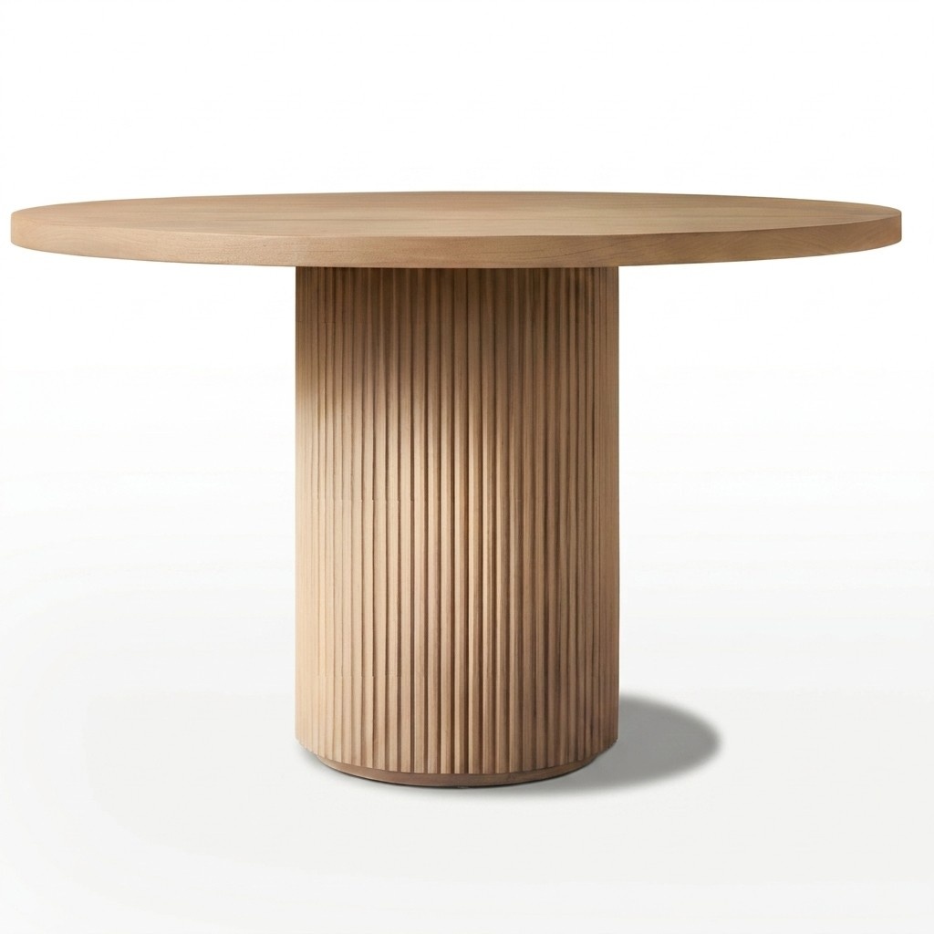 Massivholztisch modern Säulengestell Naturtöne Wohnzimmertisch