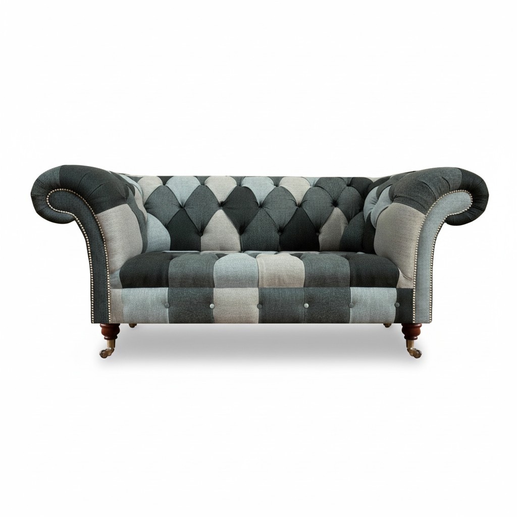 Mehrfarbig Luxus Sofa Zweisitzer Couch Wohnzimmer Textil Möbel Sitz Chesterfield